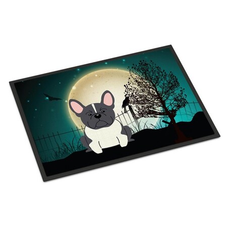 Carolines Treasures Halloween Scary French Bulldog Black White Indoor or Outdoor Mat, 18 x 0.25 x 27 in. BB2202MAT